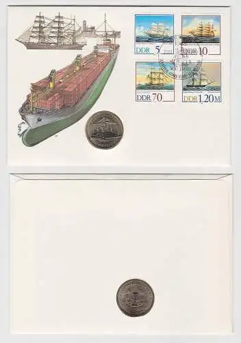 DDR Numisbrief mit 5 Mark Überseehafen Rostock 1988 (150280)