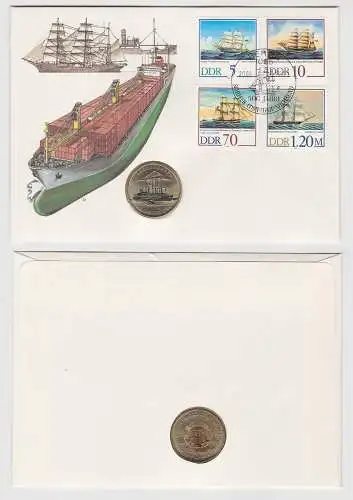 DDR Numisbrief mit 5 Mark Überseehafen Rostock 1988 (150126)