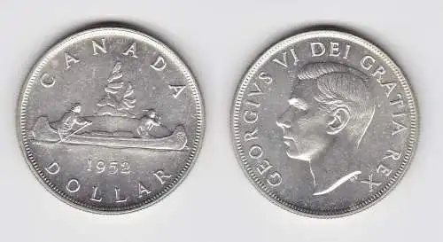 1 Dollar Silbermünze Kanada Kanu Georg VI. 1952 (150572)