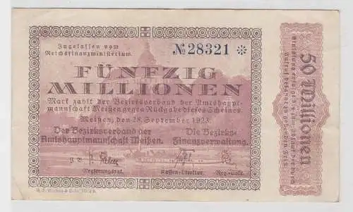 50 Millionen Mark Banknote Amtshauptmannschaft Meissen 28.09.1923 (150269)