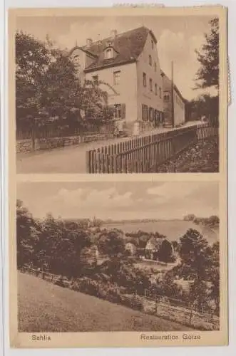 99792 AK Sahlis - Restauration Götze, Ortsansicht 1927
