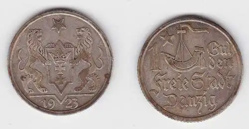 1 Gulden Silber Münze Freie Stadt Danzig 1923 f.vz (150198)