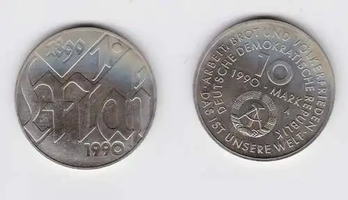 DDR Gedenk Münze 10 Mark 100.Jahre 1.Mai Feiertag 1990 (148820)