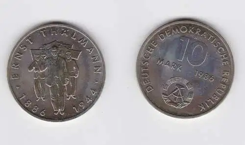 DDR Gedenk Münze 10 Mark Ernst Thälmann 1986 Stempelglanz (148838)