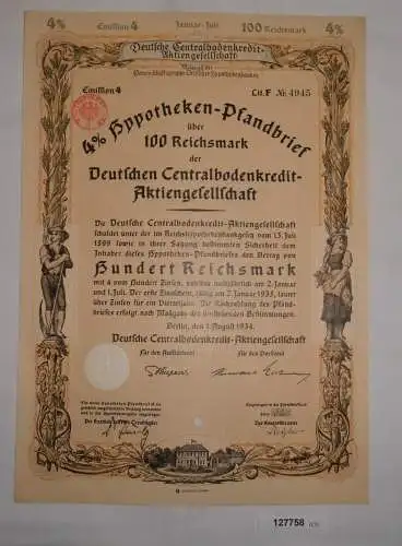 100 Reichsmark Deutsche Centralbodenkredit AG Berlin 1934 (127758)
