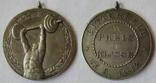 Silber Medaille Gewichtheben VI. Preis II. Klasse Bitterfeld 17.3.1912 (126205)