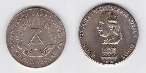 Silber Medaille 100 Jahre Lessingschule Döbeln 1869-1969 - 20 Jahre DDR (131133)