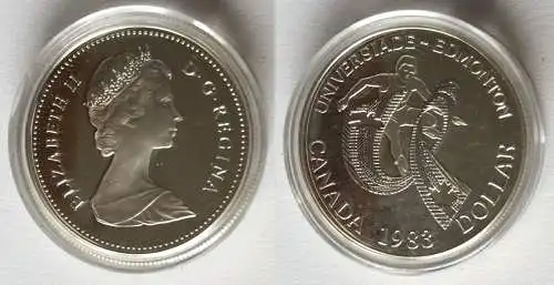 1 Dollar Silbermünze Kanada 12.Studentensportspiele Edmonton 1983 (123336)