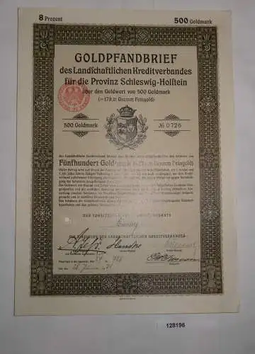 500 Goldmark Pfandbrief Landschaftlicher Kreditverband Schleswig-Holst. (128196)