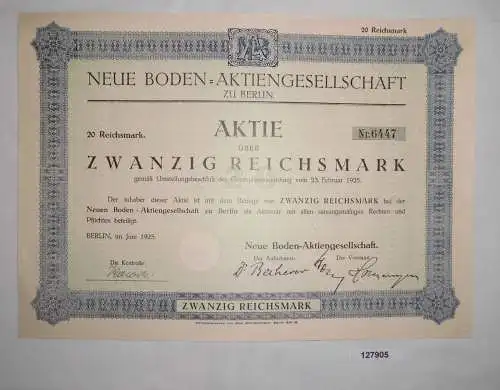 20 Mark Aktie Neue Boden Aktiengesellschaft zu Berlin Juni 1925 (127905)