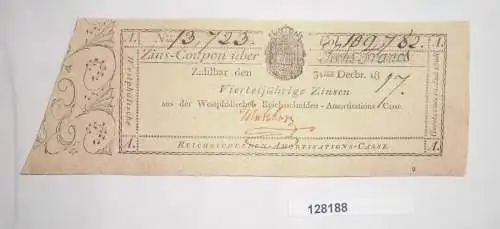 6 Francs Zins-Coupon Westphäl. Reichsschulden Amortisations Casse 1817 (128188)