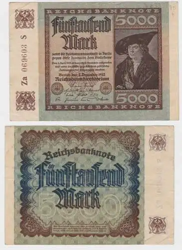5000 Mark Banknote Berlin 2.12.1922 Rosenberg 80 f (140186)