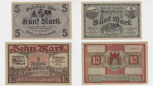5 & 10 Mark Banknote Großnotgeld Städte Greiz und Zeulenroda 1918 (137794)
