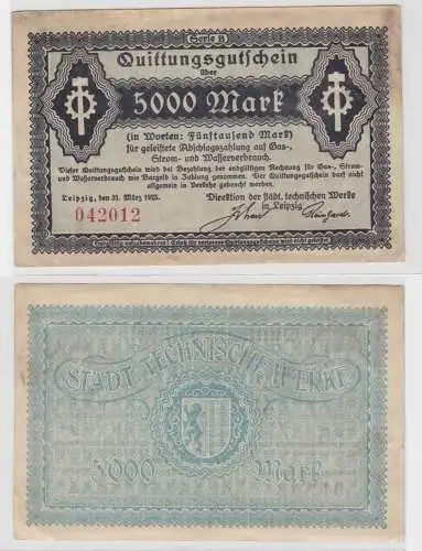 5000 Mark Banknote Inflation Städt.Techn.Werke Leipzig  31.03.1923 (137273)