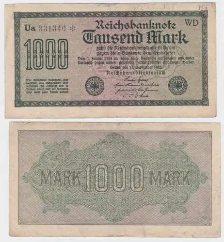 1000 Mark Banknote Berlin 15.9.1922 Rosenberg F75 a (140181)