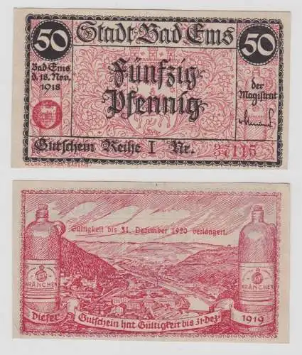 50 Pfennig Banknote Notgeld Stadt Bad Ems 18. November 1918 (137624)