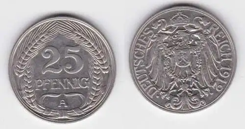 25 Pfennig Nickel Münze Deutsches Reich 1912 A Jäger 18  (132096)