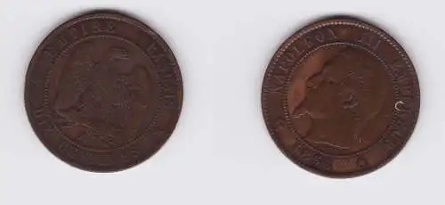 10 Centimes Kupfer Münze Frankreich Napoleon III. 1856 K (127322)
