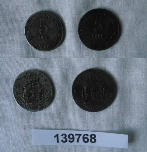 2 x 5 Pfennig Notgeld Eisen Münzen Stadt Gemünden ohne Jahr (139768)
