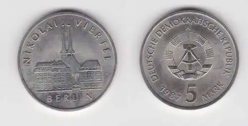 DDR Gedenk Münze 5 Mark Berlin Nikolai Viertel 1987 Stempelglanz (137124)