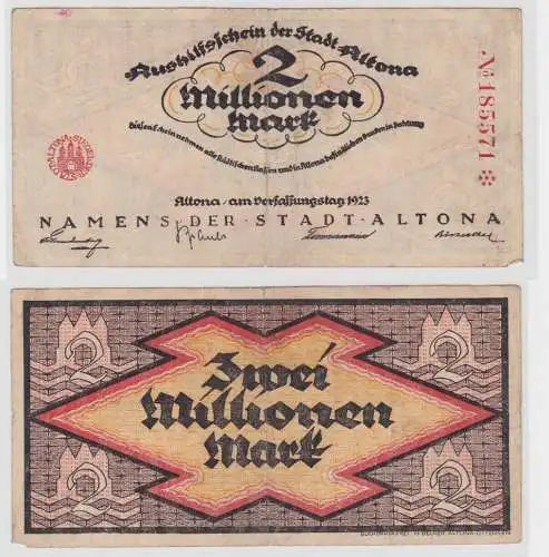 2 Millionen Mark Banknote Inflation Stadt Altona Verfassungstag 1923 (137526)