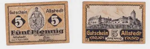 5 Pfennig Banknote Notgeld Gemeinde Allstedt 1.Februar 1920 (126233)
