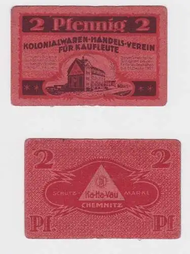 2 Pfennig Banknote Gutschein Chemnitz Ka.Ha-Vau 31.12.1921 (121577)