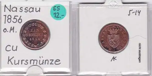 1 Kreuzer Kupfer Münze Nassau 1856 (121085)