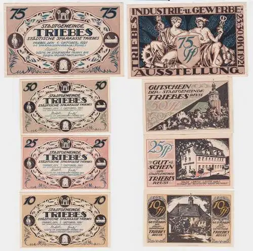 4 Banknoten Notgeld Städtische Sparkasse Triebes 1.10.1921 (121156)