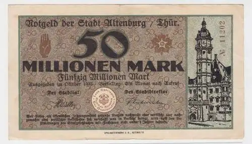 Banknote 50 Millionen Mark Notgeld Stadt Altenburg Oktober 1923 (135594)