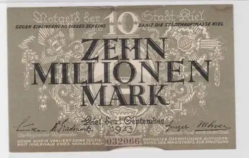 10 Millionen Mark Banknote Stadt Kiel 1.September 1923 (135595)