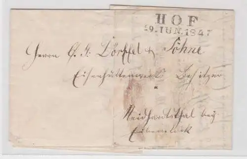 98950 seltener Siegelbrief Vorphilatelie von Hof nach Neidhardtsthal 1847