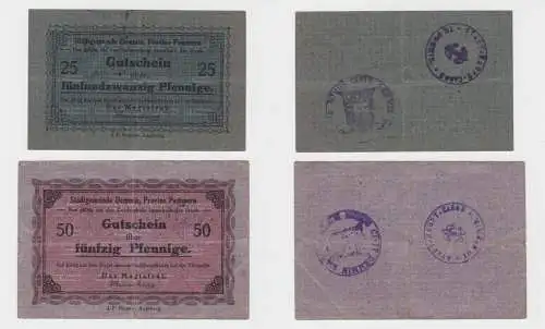 25 & 50 Pfennig Banknoten Notgeld Stadtgemeinde Demmin in Pommern (135559)