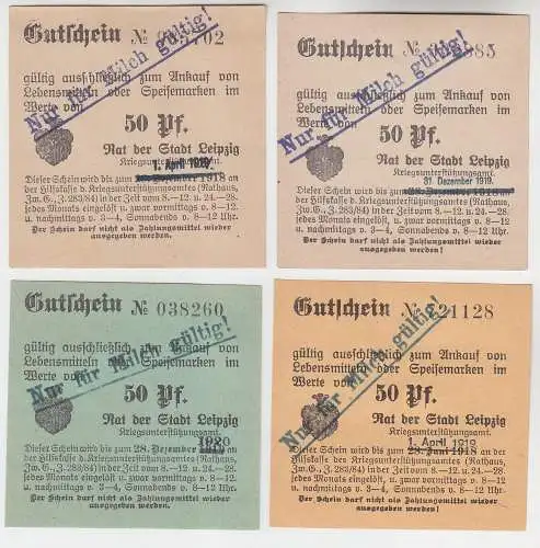 4 verschiedene 50 Pfennig Milch Gutscheine Stadt Leipzig (120562)