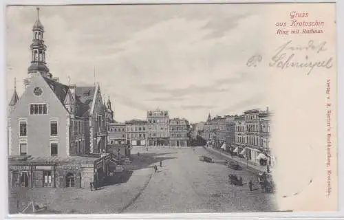 13742 Ak Gruß aus Krotoschin Krotoszyn Ring mit Rathaus 1905