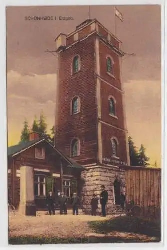 80759 Ak Schönheide im Erzgebirge - Kuhberg mit Prinz-Georg-Turm 1922