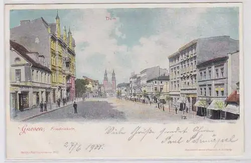 67224 Ak Gnesen Gniezno Friedrichstraße und Dom 1901