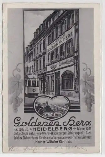 05747 Reklame Ak Gasthof zum Goldenen Herz in Heidelberg 1938