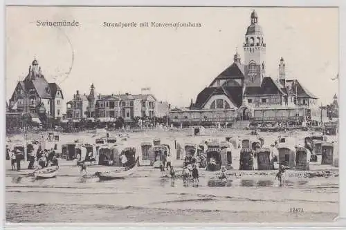 33773 Ak Swinemünde Strandpartie mit Konversationshaus 1906