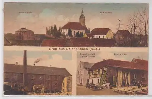 73086 Mehrbild Ak Gruß aus Reichenbach (S.-A.) Gastwirtschaft usw. 1915