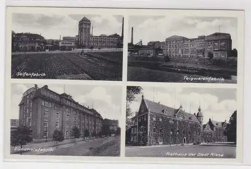 43453 Mehrbild Ak Riesa Teigwaren-, Zündholz-, Seifenfabrik um 1930