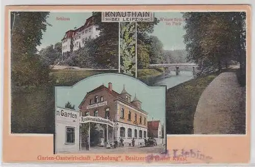 05176 Mehrbild Ak Knauthain bei Leipzig Gartenwirtschaft "Erholung" um 1910