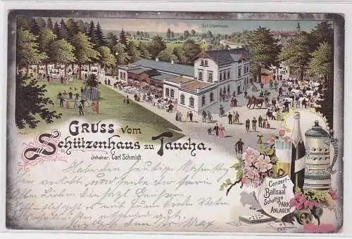 47269 Ak Lithographie Gruß vom Schützenhaus zu Taucha 1902