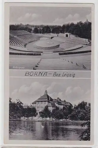 82137 AK Borna (Bezirk Leipzig) - Oberschule und Volksplatz