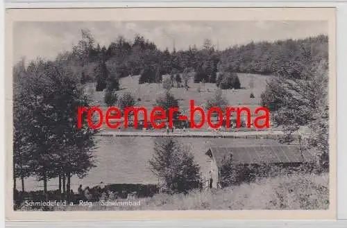 77428 Ak Schmiedefeld am Rennsteig Schwimmbad 1955