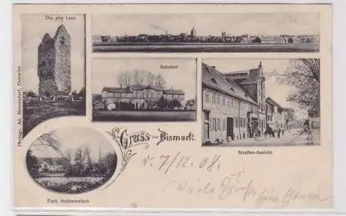 93776 Mehrbild Ak Gruss aus Bismarck Bahnhof usw. 1908