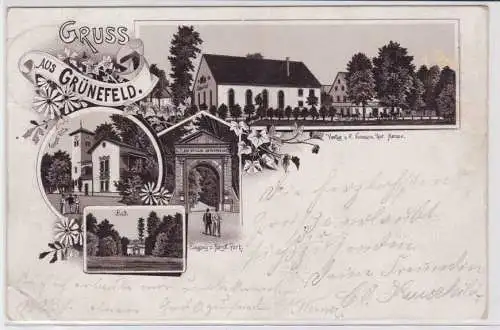 94009 Vorläufer Ak Lithographie Gruss aus Grünfeld bei Waldenburg 1894