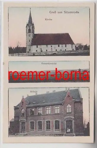 76329 Mehrbild Ak Gruß aus Sitzenroda Gesamtansicht, Kirche, Schule um 1920