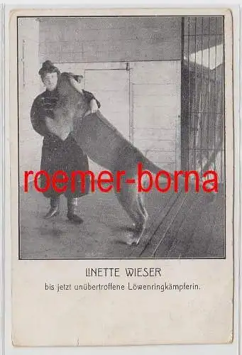 75735 Ak Linette Wieser bis jetzt unübertroffene Löwenringkämpferin 1910