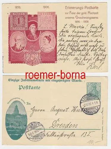 73073 Ganzsache Erinnerungs-Postkarte goldene Hochzeit Großherzogpaar 1906